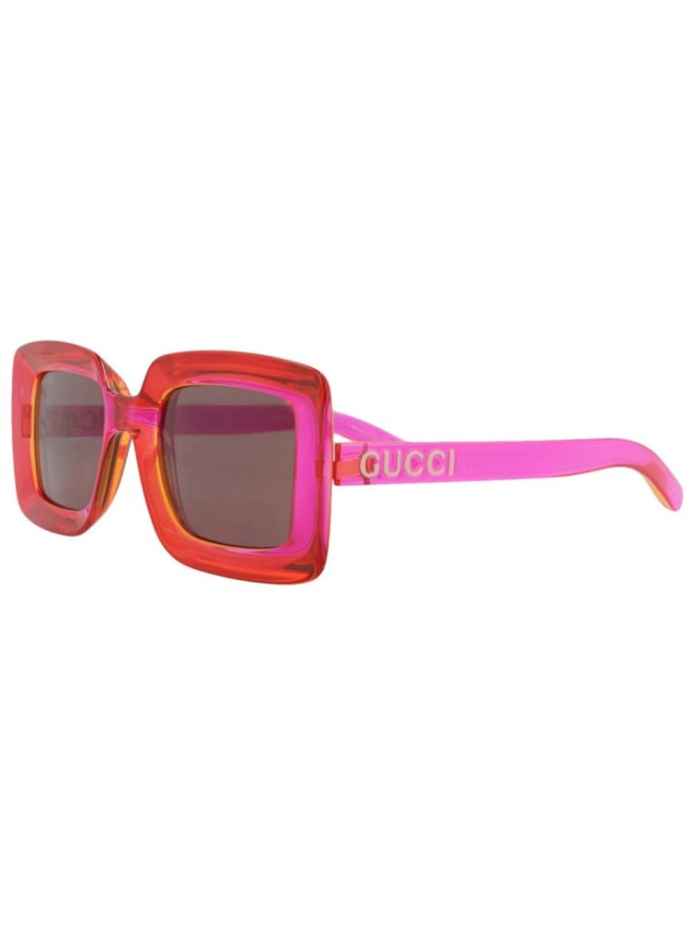 New Gucci Women's Sunglasses Square Rectangle Injection Frame Fuchsia Fuchsia